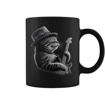 Cat Playing Guitar Rock Music Guitar Cat Coffee Mug - Seseable