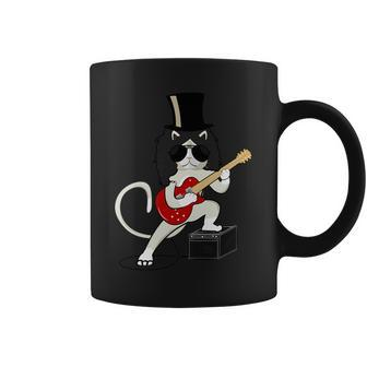 Cat Playing Guitar Heavy Metal Rock Guitarists Lover Coffee Mug - Monsterry