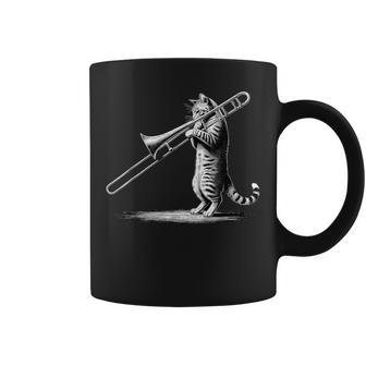 Cat Playing Trombone Player Trombonist Instrument Coffee Mug - Monsterry DE