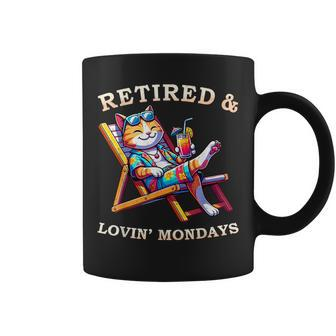 Cat Retired Lovin Mondays Meow Animal Lover Retirement Coffee Mug - Monsterry