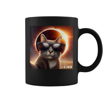 Cat Selfie With Solar Eclipse 2024 Wearing Eclipse Glasses Coffee Mug - Seseable