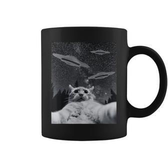 Cat Selfie With Ufo Cat Alien Ufo Coffee Mug - Seseable