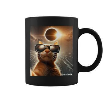 Cat Taking A Selfie With Solar 2024 Eclipse Wearing Glasses Coffee Mug - Seseable