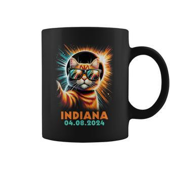 Cat Taking A Selfie Total Solar Eclipse 2024 Indiana Coffee Mug - Monsterry CA