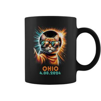 Cat Taking A Selfie Total Solar Eclipse 2024 Ohio Coffee Mug - Monsterry