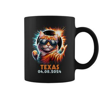 Cat Taking A Selfie With Total Solar Eclipse 2024 Texas Coffee Mug | Mazezy