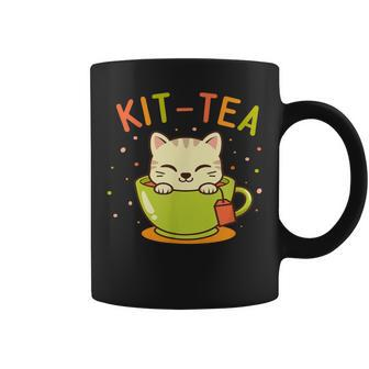 Cat Teacup Cute Kawaii Style Cat Kit-Tea Kitty Pun Coffee Mug - Thegiftio UK