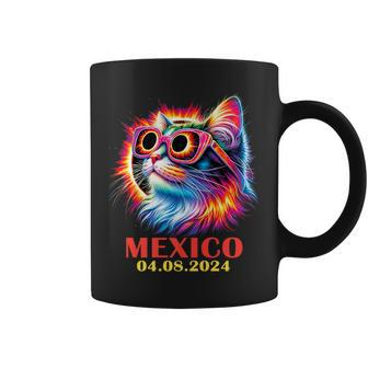 Cat Total Solar Eclipse 2024 Mexico Wearing Eclipse Glasses Coffee Mug - Seseable