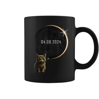 Cat Total Solar Eclipse 2024 Totality Cat Glasses Coffee Mug - Monsterry