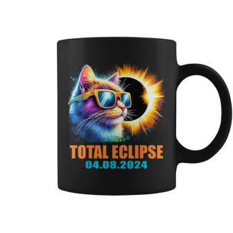 Cat Total Solar Eclipse 2024 Totality Solar Eclipse Glasses Coffee Mug - Monsterry