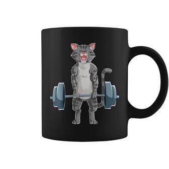 Cat Weightlifting Powerlifting Deadlift Fitness Gym Workout Coffee Mug - Monsterry AU