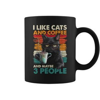 I Like Cats And Coffee And Maybe 3 People Love Cat Coffee Mug - Seseable