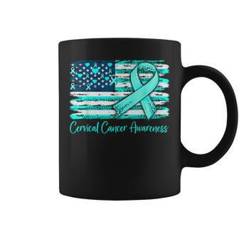 Cervical Cancer Awareness Month Us Flag Girls Coffee Mug - Seseable