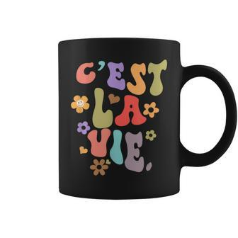 C'est La Vie Groovy French Sayings France Positive Vibes Coffee Mug - Thegiftio UK