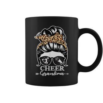 Cheer Grandma Messy Bun Hair Cheerleader Leopard Coffee Mug - Monsterry DE