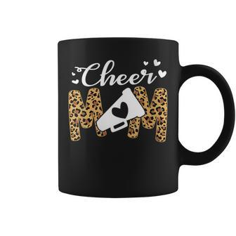 Cheer Mom Leopard Messy Bun Cheerleader Bleached Coffee Mug - Monsterry