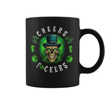 Cheers Fuckers St Patrick's Day Irish Skull Beer Drinking Coffee Mug - Seseable