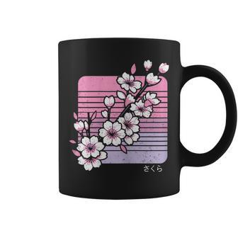 Cherry Blossom Japanese Sakura Vaporwave Aesthetic Vintage Coffee Mug - Monsterry CA