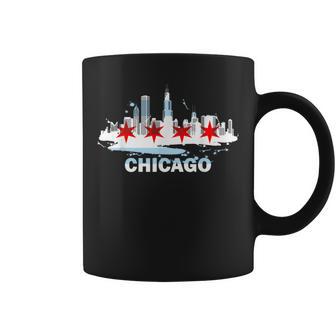 Chicago City Flag Downtown Skyline Chicago Skyline Coffee Mug - Monsterry AU