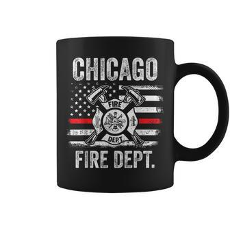 Chicago Illinois Fire Department Thin Red Line Fireman Coffee Mug - Seseable