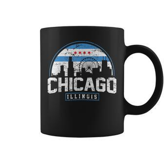 Chicago Illinois Flag Vintage Skyline Women Coffee Mug - Monsterry AU