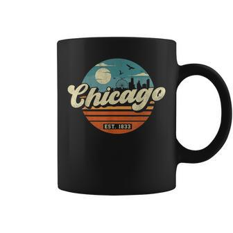 Chicago Illinois Retro Skyline Night Il Souvenirs Coffee Mug - Monsterry AU