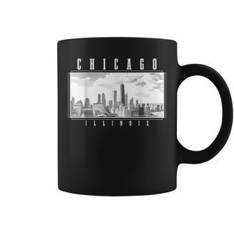 Chicago Illinois Skyline Pride Black & White Vintage Chicago Coffee Mug - Monsterry DE