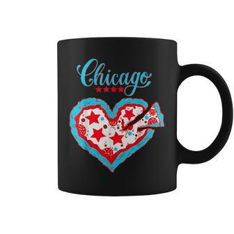 Chicago Pizza Love Heart Chicago Flag Women Coffee Mug - Monsterry DE