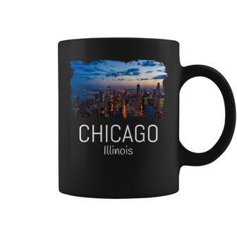 Chicago Skyline At Night Cool Souvenir Chicago Illinois Coffee Mug - Monsterry UK