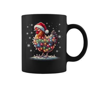 Chicken Santa Christmas Light Xmas Chicken Pajamas Coffee Mug - Seseable