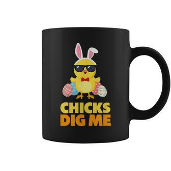 Chicks Dig Me Happy Easter Egg Hunt Bunny Ears Peeps Coffee Mug | Crazezy AU