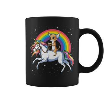 Chihuahua Riding Unicorn Women Girls Rainbow Galaxy Coffee Mug | Mazezy
