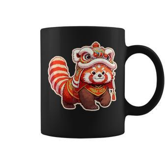 Chinese New Year Red Panda Lion Dance Lunar New Year 2024 Coffee Mug - Seseable