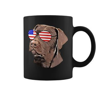 Chocolate Lab American Flag Sunglasses Dog Lover Coffee Mug - Monsterry CA