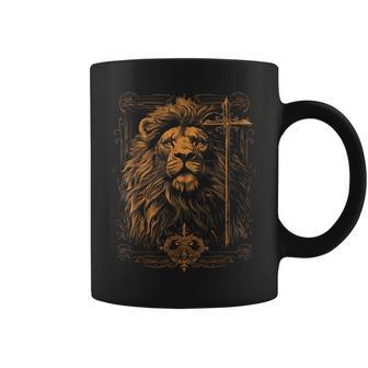 Christian Cross Lion Of Judah Religious Faith Jesus Pastor Coffee Mug | Mazezy AU