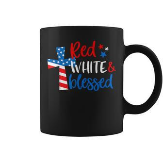 Christian Cross Red White & Blessed 4Th Of July Women Coffee Mug - Monsterry CA
