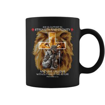 Christian Sayings Verses Lion Judah Cross Proverbs 31 Coffee Mug - Monsterry DE