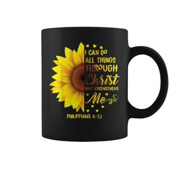 Christian I Can Do All Things Through Christ Bible Sunflower Coffee Mug - Monsterry