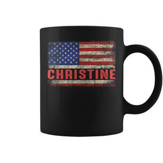 Christine Name American Flag Christine First Name Coffee Mug - Monsterry UK