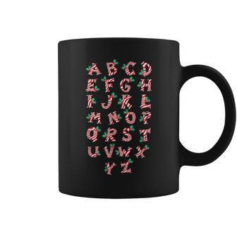 Christmas Alphabet Candy Cane X-Mas Holiday Teacher Coffee Mug | Mazezy