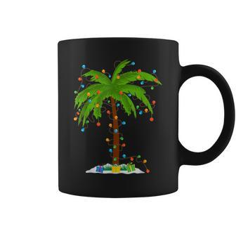 Christmas Beach Palm Tree With Xmas Lights Tropical Santa Coffee Mug - Thegiftio UK