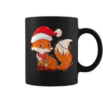 Christmas Lights Fox Wearing Xmas Hat Cute Fox Lover Coffee Mug - Monsterry UK