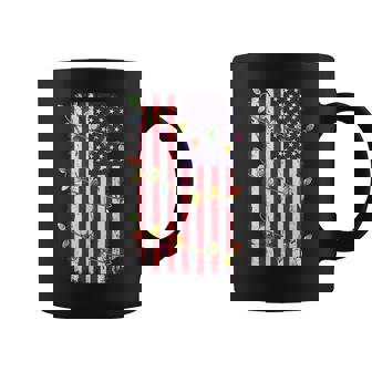 Christmas Lights Usa Flag Patriotic Veteran Christmas Coffee Mug - Monsterry