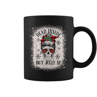 Christmas Messy Bun Skull Dead Inside But Jolly Af Coffee Mug - Monsterry