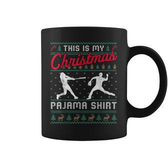 This Is My Christmas Pajama Baseball Ugly Sweater Coffee Mug - Monsterry