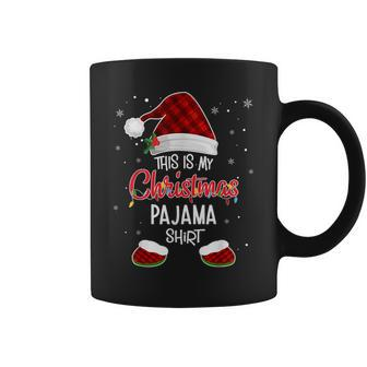 This Is My Christmas Pajama Gnome Lights Christmas Red Plaid Coffee Mug | Mazezy
