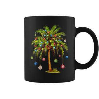 Christmas Palm Tree Light Hawaiian Tropical Xmas Coffee Mug | Mazezy