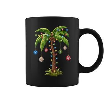 Christmas Palm Tree Light Hawaiian Tropical Xmas Coffee Mug - Seseable