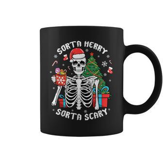 Christmas Skeleton Xmas Goth Spooky Sorta Merry Sorta Scary Coffee Mug - Monsterry