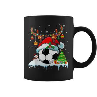 Christmas Soccer Player Lights Ball Santa Hat Xmas Pajama Coffee Mug | Mazezy